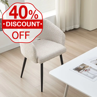 Chaises de salle à manger design nordique en tissu, chaises rembourrées avec accoudoirs pour salle à manger