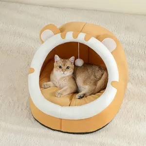 Super Cat Bed Winter Warm <span class=keywords><strong>Pet</strong></span> House Kitten Cave Cojín Estera para perros pequeños con patrón sólido Sleeping Dog Basket Carpa para gatos - Product Image 3