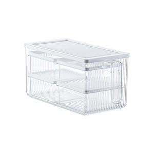 Plateaux de bureau en plastique transparent maquillage nourriture <span class=keywords><strong>jouet</strong></span> boîte <span class=keywords><strong>tiroir</strong></span> organisateur ensemble conteneur de stockage <span class=keywords><strong>coulissant</strong></span> cuisine garde-manger bacs - Product Image 2