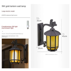 Lampe murale extérieure en alliage d'aluminium avec diffuseur en verre trempé, LED blanc chaud 3500K, alimentation solaire, garantie 10 ans, dimmable, étanche - Product Image 3