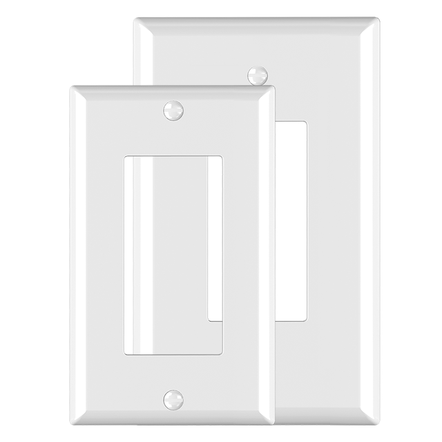 Standard 1-Gang Screw Wall Plate Decorative Plastic Outlet Cover for Dual Light Switch or Electrical Receptacle