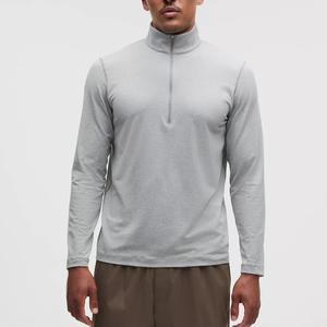 Maglietta da Uomo <span class=keywords><strong>a</strong></span> Maniche Lunghe in Cotone Tinta Unita con Ricamo, Girocollo, Leggera, Casual, Estiva, per Palestra e Allenamento - Product Image 1