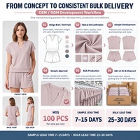 Ensemble deux pièces personnalisé pour femme : Haut à manches courtes et col en V fendu, short à ourlet large, taille élastique, poches latérales, faux short à braguette, ensemble de loungewear doux