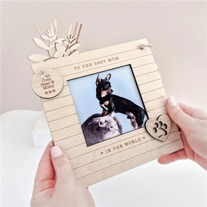 Pet Mother Day Gift the <strong>Best</strong> <strong>Mum</strong> Dad Wooden Photo Frame with Footprints - Product Image 3