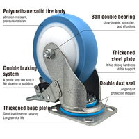 Roue pivotante silencieuse en polyuréthane PU anti-emmêlement robuste de 4/5/6/8 pouces avec frein