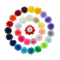 39 couleurs, patchs de fleurs en mousseline 3D, 5 cm, faits à la main, 2 pouces, décoration, tissu en maille pour fleurs DIY, pour bandeaux/broches/chaussures/robes