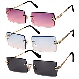 FANTESI 3 Pcs Square Rimless Polarized Sunglasses Frameless <b>Eyewear</b> Rectangle Transparent Unisex (Random Color) - Product Image 3
