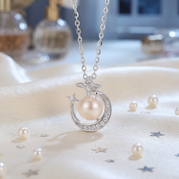 Collar de Plata S925 con Perla de Agua Dulce y Colgante en Forma de Abanico con Circonitas, Joyería Elegante, Regalo de Boda para Mujer