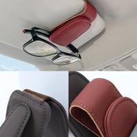 Support Magnétique Portable en Cuir PU pour Lunettes, Clip Accroche-Lunettes et Tickets de Voiture pour Intérieur Auto