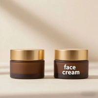 Pot en verre de luxe pour crème cosmétique avec impression sérigraphique, tailles 5ml/10ml/1oz/30g/50g/100g, couleur ambre, couvercle doré pour les gouttes pour les yeux