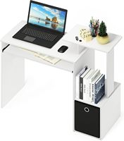 Bureau de jeu avec plateau pour clavier coulissant et étagères latérales, poste de travail informatique moderne avec bac de rangement