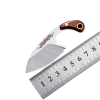 Usage quotidien Portable en acier inoxydable Mini couteau manche en bois couvercle de couteau en cuir pour viande fruits coupe couteau utilitaire