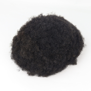 Toupet <span class=keywords><strong>afro</strong></span> pour hommes noirs, base en dentelle française, toupet capillaire pour hommes, noir, densité 130% et <span class=keywords><strong>cheveux</strong></span> indiens Remy permanentés de 8 mm - Product Image 1