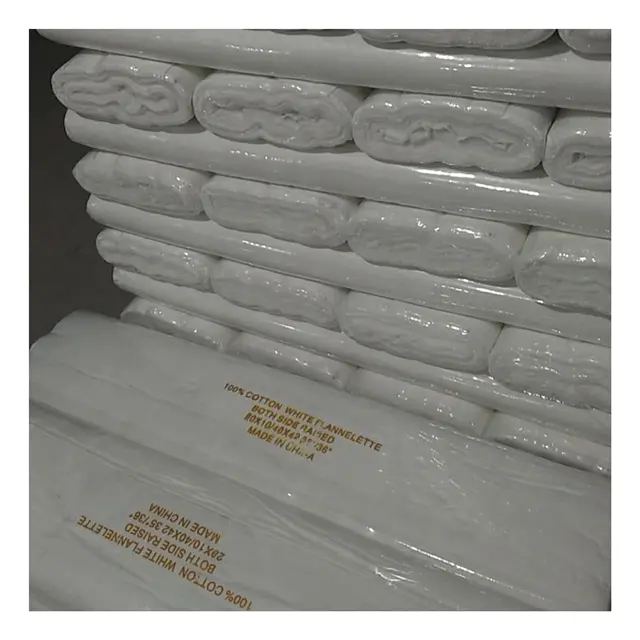 Telas de franela de algodón 100% sin blanquear, doble cepillado, PFD y blanco, usadas para limpiar telas, toallas y mantas