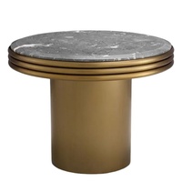 Table basse multifonctionnelle moderne et contemporaine de luxe avec plateau en marbre naturel, acier inoxydable plaqué or, meubles de salon Sendi