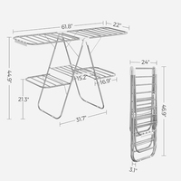 Porte-linge pliable à double niveau en acier inoxydable Porte-vêtements mural rétractable pour le rangement et le séchage de la salle de bain