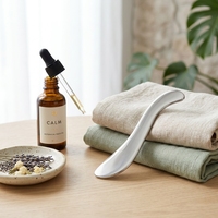 Outil de massage Gua Sha en acier inoxydable, cuillère à gratter incurvée, relaxation musculaire du visage et du corps, 17.8cm JS-014