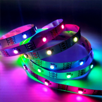 Bande LED RGB Intelligente 5V/12V, Découpable, PCB Noir Cuivre 8mm, USB, IP20, Télécommande, Intensité Variable, Garantie 2 Ans, Éclairage