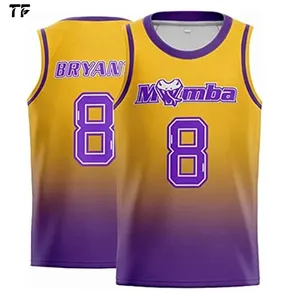 Wholesale men custom Embroidery nbaing black and yellow basketball jerseys design blank sublimation wear reversible mesh uniform