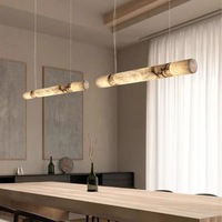 Lustre en marbre naturel espagnol, design moderne et créatif, luminaire de luxe pour table à manger, modèle linéaire long, lampe de salle à manger
