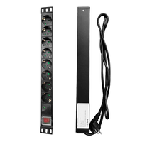 Unité de distribution d'alimentation industrielle 8 voies Schuko européenne 1U 19 pouces pour montage en rack avec interrupteur principal et voyant lumineux d'alimentation