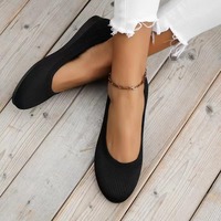 Nouvelles Chaussures Plates Respirantes en Maille pour Femmes, à Bout Rond, Faciles à Enfiler, Légères, avec Semelle en Caoutchouc, Idéales pour le Quotidien et les Ballerines Décontractées