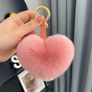 Cadeau promotionnel : <span class=keywords><strong>Porte</strong></span>-<span class=keywords><strong>clés</strong></span> <span class=keywords><strong>pompon</strong></span> en fausse <span class=keywords><strong>fourrure</strong></span> <span class=keywords><strong>véritable</strong></span> et moelleuse de 10 cm, motif dessin animé, en forme de fleur ou de cœur, pour sac ou voiture - Product Image 4