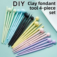 4 pièces fleur pétale bâton fait à la main en plastique argile ensemble d'outils Fondant fleur bâton poterie argile outil avec indentation pour fournitures d'art