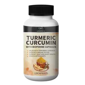 LIFEWORTH curcuma curcumina con bioperina estratto di pepe nero 95% curcuminoidi standardizzati capsule di supporto per articolazioni - Product Image 1