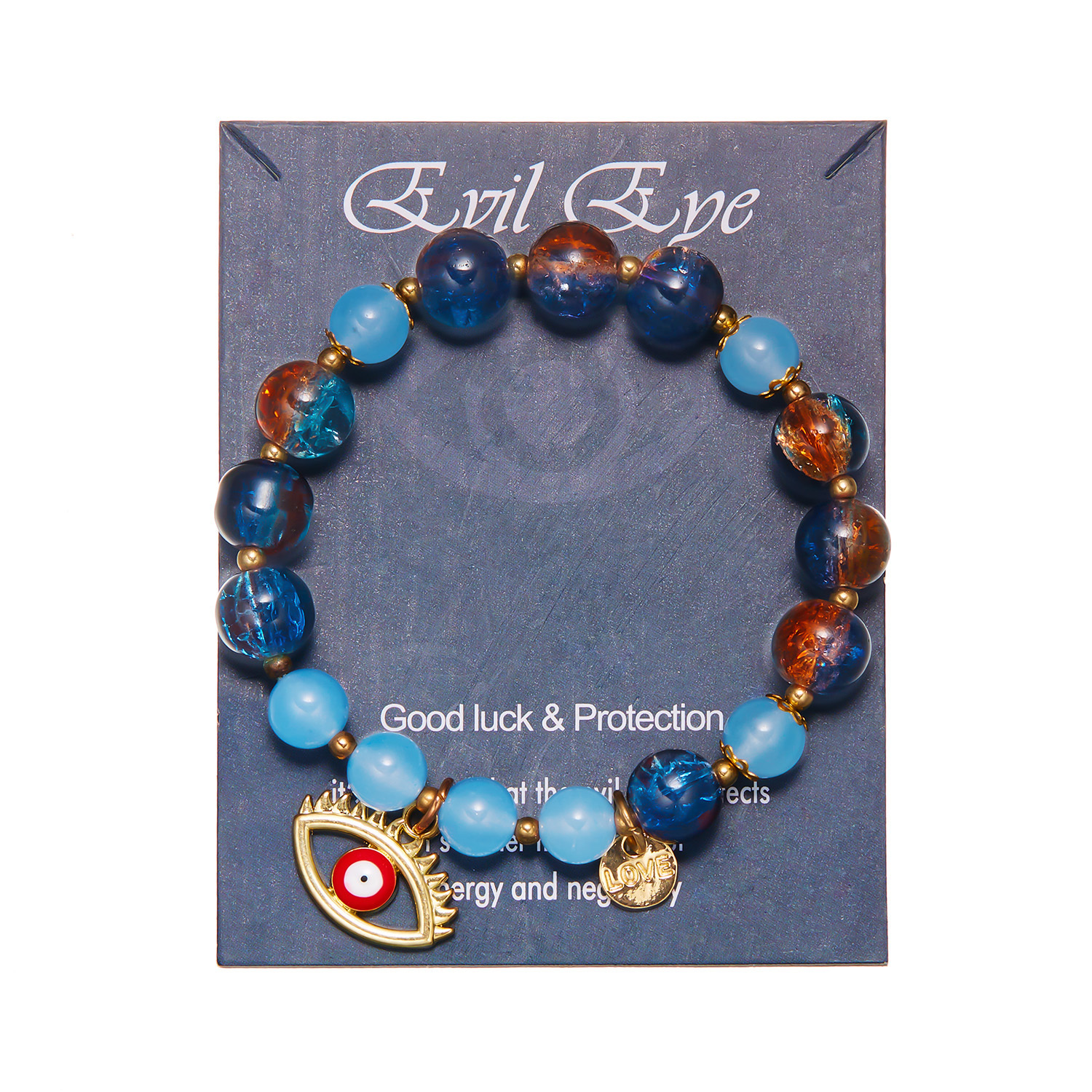 Handmade Evil Eye Bracelet For Women - Crystal Beaded Turkish Lucky Bracelet, 7 Inches