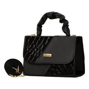 Sac bandoulière Fana Special Niki en cuir noir à motif losanges, portable, pour usage quotidien, sac à bandoulière pour femme - Product Image 1