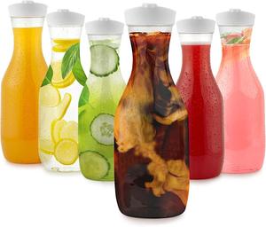 32OZ Clear BPA-Free Plastic <b>Pitcher</b> Round Base Juice Lid Water Iced Tea Beverage Cold Brew Mimosa Bar Business Use Made Vietnam - Product Image 2