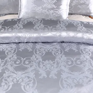 La vendita calda di Alibaba personalizza il Set di biancheria da letto copripiumino Jacquard di seta grigio 240x260