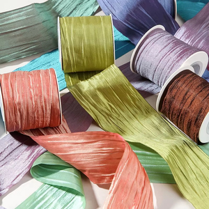 Aksesori rambut busur buatan tangan DIY, buket topi atas, tali Organza kusut - Product Image 2