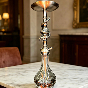Cachimba de latón con diseño de dragón, pipa de tabaco metálica con base de cristal transparente, para exhibición en salones de fumadores y bares - Product Image 3