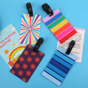 Bande dessinée rayée PVC créatif étiquette d'avion Silicone bagages carte d'embarquement - Product Image 3