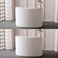 Bureau d'accueil rond en bois sur mesure de haute qualité avec façade incurvée pour clinique, salon de manucure, magasin de vêtements, salon