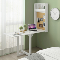 Table murale de rangement pliable, pouces, Convertible, support pour ordinateur portable, bureau avec étagères de rangement, pliable