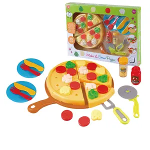 Playgo MAKE & SERVE 남녀공용 피자 세트 장난감 플라스틱 시뮬레이션 식품 절단 세트로 어린이 요리 게임 척