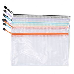 Custom Multipurpose <b>File</b> Bag Double-layer Color Zipper Mesh Pouch Clear A4 Document Organizer Bag Plastic <b>Folder</b> for Documents - Product Image 1