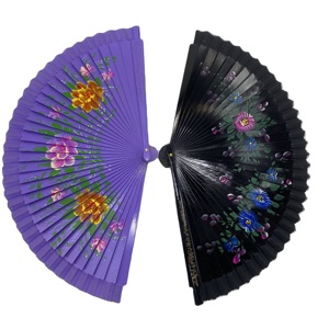 Abanico de Flamenco Español de Arte Popular 100% Pintado a Mano, 23 cm, Regalo Empresarial Hecho de Madera de Bambú ¡Amplio Stock! - Product Image 3