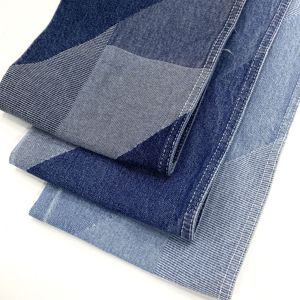 Kiểm tra Jacquard denim vải mercerizing tươi kết thúc hai lớp màu sợi ngang rất nhiều cổ phiếu spandex tricot dệt sợi nhuộm 170 320gsm - Product Image 1