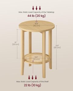 <span class=keywords><strong>Table</strong></span> <span class=keywords><strong>de</strong></span> <span class=keywords><strong>chevet</strong></span> à 2 niveaux aspect rotin pour chambre et appartement, design éco-responsable, style bohème - Product Image 3