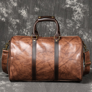 Bolsa de Viaje de Cuero Vacuno Natural con Logotipo Personalizado, Gran Capacidad, Impermeable, Unisex, Correa Ajustable, Bolsa de Equipaje para Fin de Semana - Product Image 3