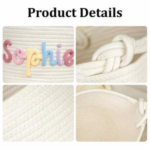Panier cadeau personnalisé pour bébé, panier de rangement tissé avec nom personnalisé, panier de nurserie, cadeau de naissance, souvenir de nouveau-né - Product Image 4
