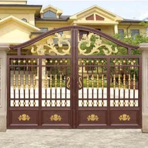 Puerta eléctrica de estilo indio para villa, puerta de jardín de villa personalizada, puerta de entrada oscilante automática, puerta de patio de aluminio fundido
