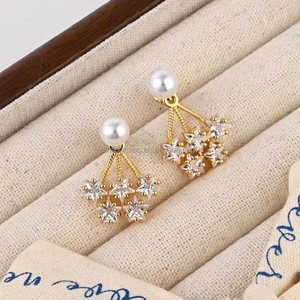 Lingmiao joyería fina señora fiesta fábrica venta chica con <span class=keywords><strong>perla</strong></span> pendiente pintura gota pendientes para mujer - Product Image 4