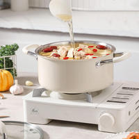 Ensemble de casseroles en acier inoxydable 304, induction, antiadhésif, avec poignée anti-brûlure et couvercle en verre plat, OEM