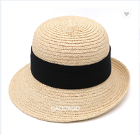 Large Bord Madagascar Femmes Raphia Paille Seau Chapeau Chapeaux En Gros