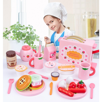 Ensemble de jouets de cuisine en bois pour le thé de l'après-midi avec grille-pain |   Pain aux fraises pour faire semblant de cuisiner pour les enfants |   Vente en gros OEM écologique